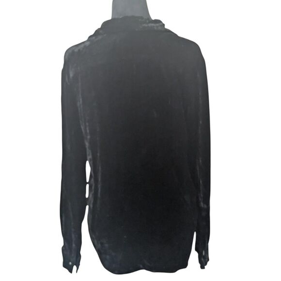 EQUIPMENT Black Velvet Blouse Silk Medium Goth Glam Academia - Picture 7 of 7